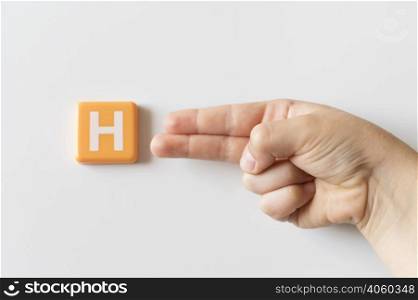 sign language hand showing letter h