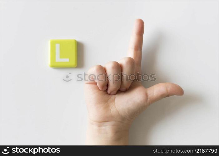 sign language hand showing letter l