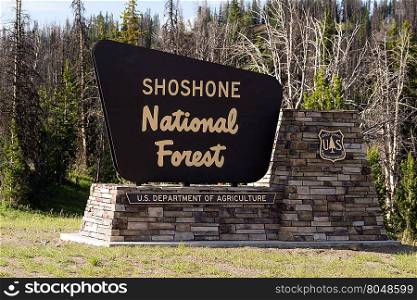 Sign marking the boundary of the Shoshone National Forest