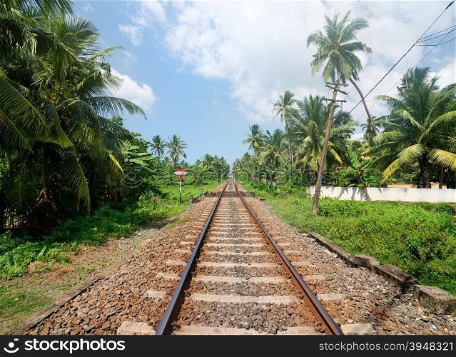 Sign near railroad in jungles of Sri Lanka