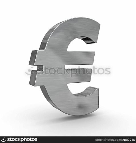 Sign of euro on white isolated background. 3d