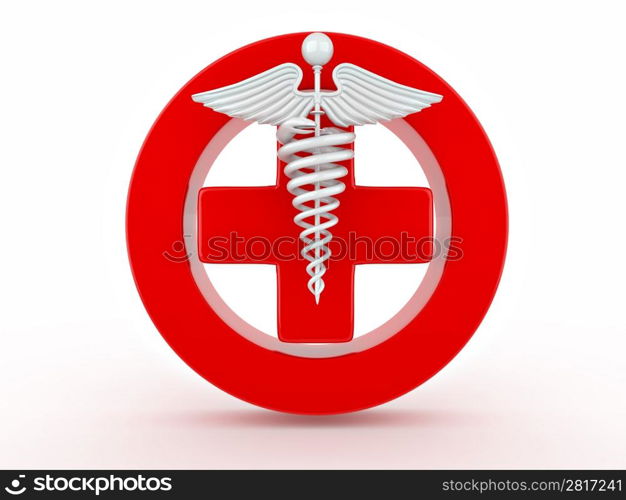 Sign of medicine on white isolated background. 3d