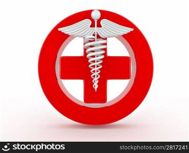 Sign of medicine on white isolated background. 3d