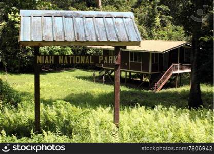 Sign of Niah national park in Borneo, Malaysia