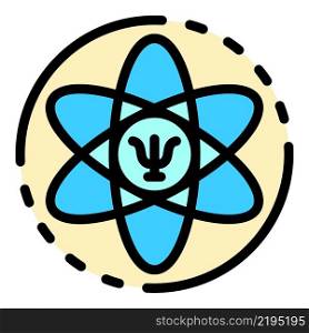 Sign of psychology in the atom icon. Outline sign of psychology in the atom vector icon color flat isolated. Sign of psychology in the atom icon color outline vector