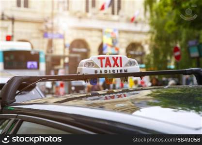 Sign of taxicab in Paris, France