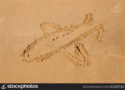 Sign on the beach - a plane