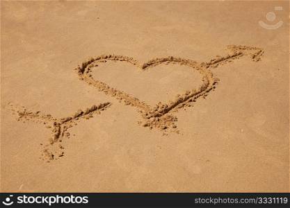 Sign on the beach - the heart