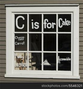 Sign on window of a store, Trinity, Bonavista Peninsula, Newfoundland And Labrador, Canada