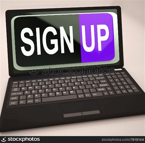 Sign Up Button On Laptop Shows Website Registration Or Subscription
