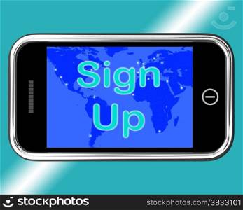 Sign Up Mobile Message Shows Online Registration . Sign Up Mobile Message Showing Online Registration