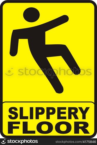 sign with yellow background indicating a slippery wet floor