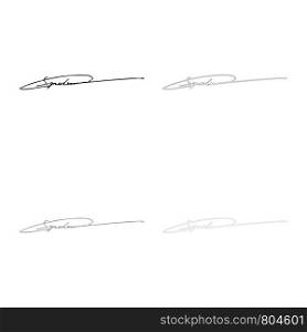 Signature handwriting icon outline set black grey color vector illustration flat style simple image