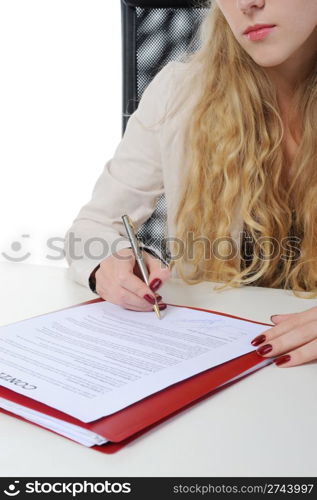 Signature of the document. Isolated on white