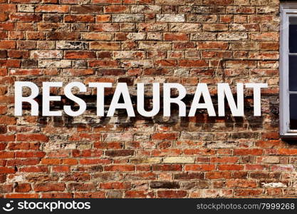 Signboard of restaurant close up