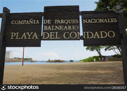Signboard on the beach, Condado Beach, San Juan, Puerto Rico
