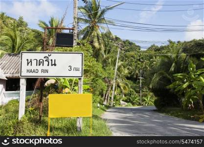 Signpost to Haad Rin; Koh Pha Ngan; Thailand