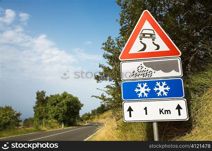 Signs on a Rural Road in Italy