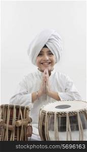 Sikh boy with a tabla