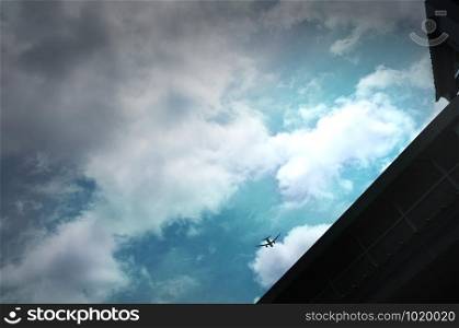 Silhouette Airplane in the beautiful sky