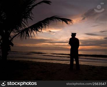 Silhouette at sunset, Arabian Sea, Kerala, India