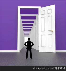 Silhouette Doors Representing Guy Human And Male