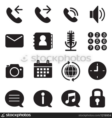 Silhouette mobile phone & smartphone application icons set