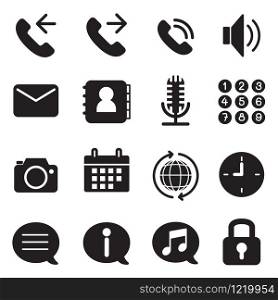 Silhouette mobile phone & smartphone application icons set
