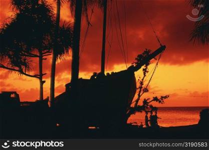 Silhouette of a boat, Majuro, Marshall Islands