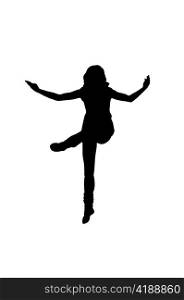 silhouette of a girl dancing on a white background