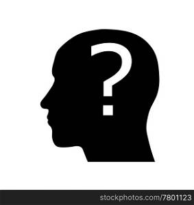 Silhouette of a head with question mark. Head silhouettes. Question