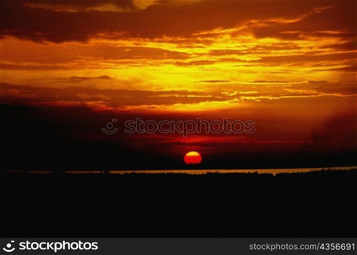 Silhouette of a landscape at sunset