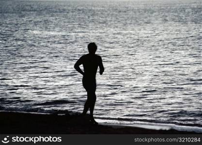 Silhouette of a man against the sea, Puerto Rico