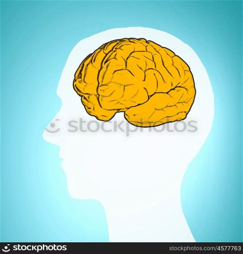 Silhouette of a man&amp;#39;s head and brain illustration