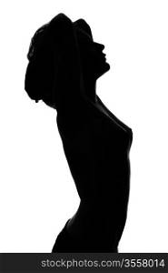 Silhouette of a naked sexy young woman. Isolated