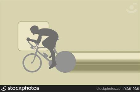 Silhouette of a person cycling