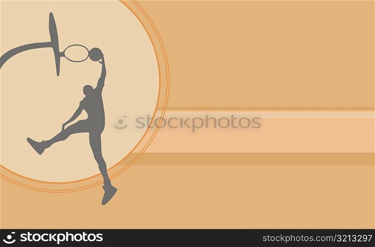 Silhouette of a person jumping and aiming for a hoop