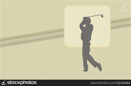 Silhouette of a person playing golf