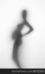 silhouette of a pregnant woman from the side on a light background. silhouette of a pregnant woman on a light background