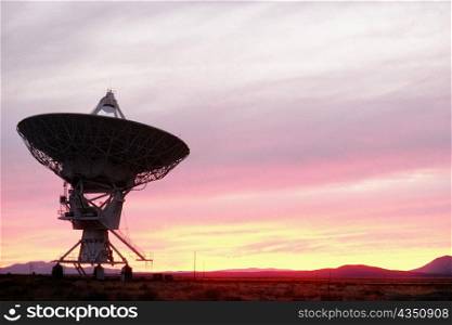 Silhouette of a radio telescope, New Mexico, USA