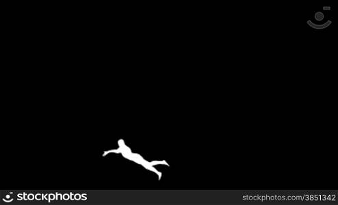 Silhouette of a slow motion runner doing a jump at the end of the track,you can use it as a matte,rendered at 450 fps Animation compressor