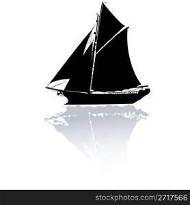 Silhouette of a stylized yacht.