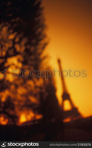 Silhouette of a tower, Eiffel Tower, Paris, France