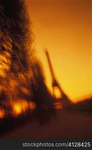 Silhouette of a tower, Eiffel Tower, Paris, France