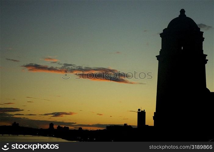 Silhouette of a tower, Longfellow Bridge, Boston, Massachusetts, USA