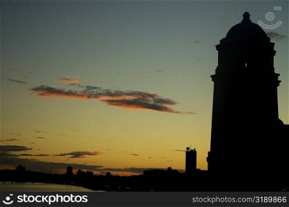 Silhouette of a tower, Longfellow Bridge, Boston, Massachusetts, USA