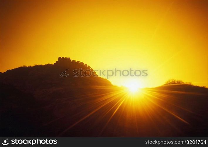 Silhouette of a wall, Great Wall Of China, China
