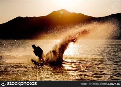 Silhouette of a water skier