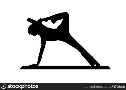 Silhouette Of A Woman Posing On A Yoga Mat