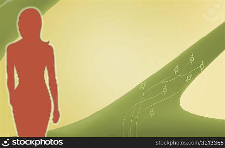 Silhouette of a woman standing on a landscape